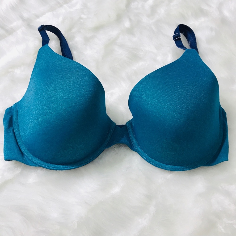 Victoria’s Secret Teal Blue Shimmer Uplift Demi Bra Size 32D